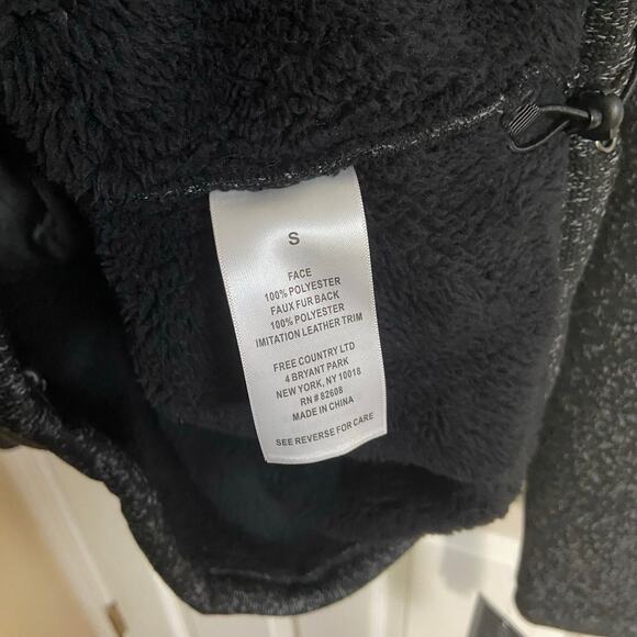 Free Country Mountain Fleece Black Heather Hooded Jacket, Sz S --NWT - Picture 8 of 12